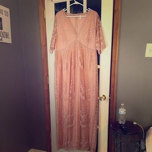 Pink Blush Maternity Lace Dress